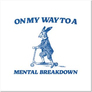 On My Way To A Mental Breakdown T Shirt, Meme T Shirt, Raccoon T Shirt, Vintage Drawing T Shirt, Weird T Shirt, Unisex Posters and Art